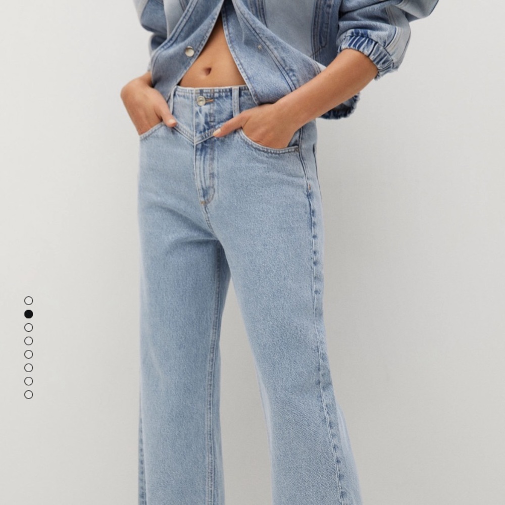 MANGO wide leg raw hem jeans sz 8